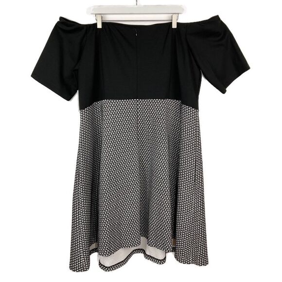 Eloquii Black White Off The Shoulder Mixed Media Dress Plus Size 24 NWT - Picture 5 of 6